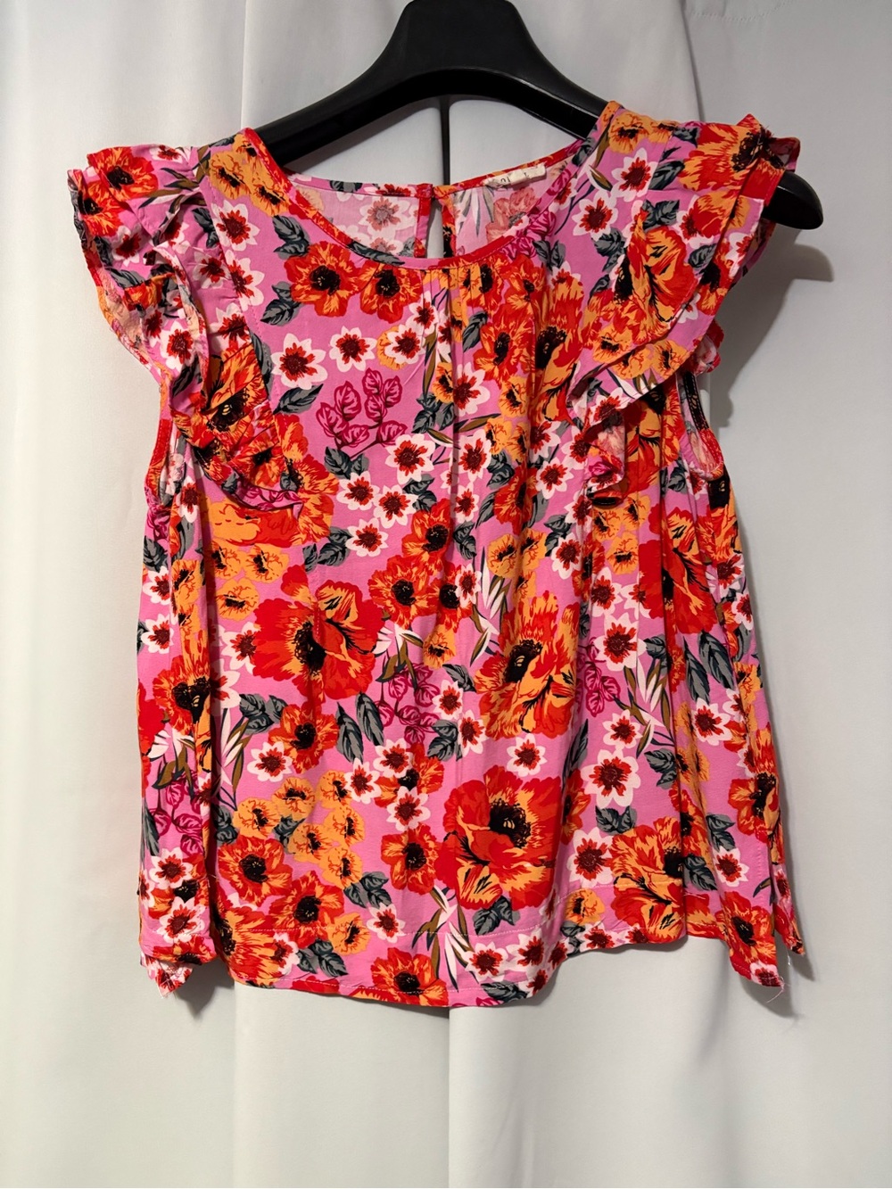 JODIFL Pink Floral Ruffle Shoulder Camisole